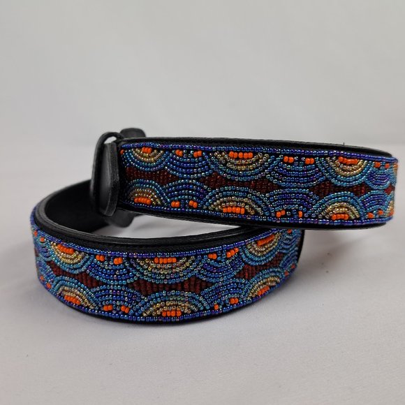 Vintage Ginnie Johansen Beaded Leather Belt M main image 12